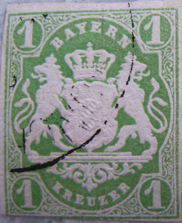 Briefmarke 1 Kreuzer Hellgruenpaint.jpg
