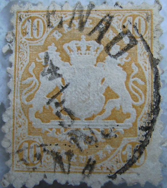 Briefmarke 10 Kreuzer Gelbp.jpg