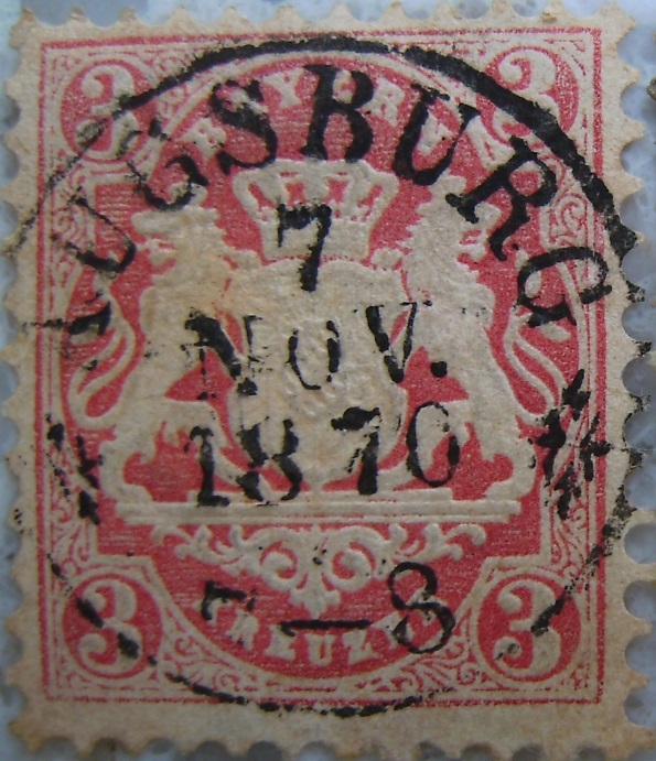 Briefmarke 3 Kreuzer 1870 Hellrotpaint.jpg