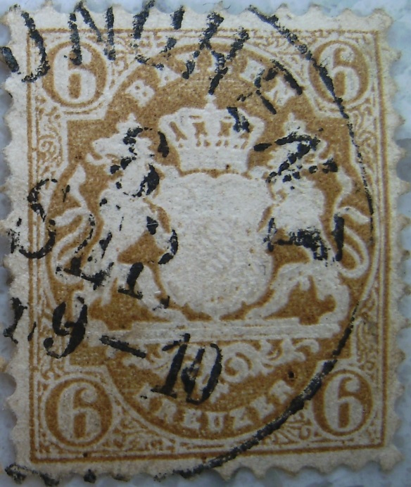 Briefmarke 6 Kreuzer 1879 Braunpaint.jpg