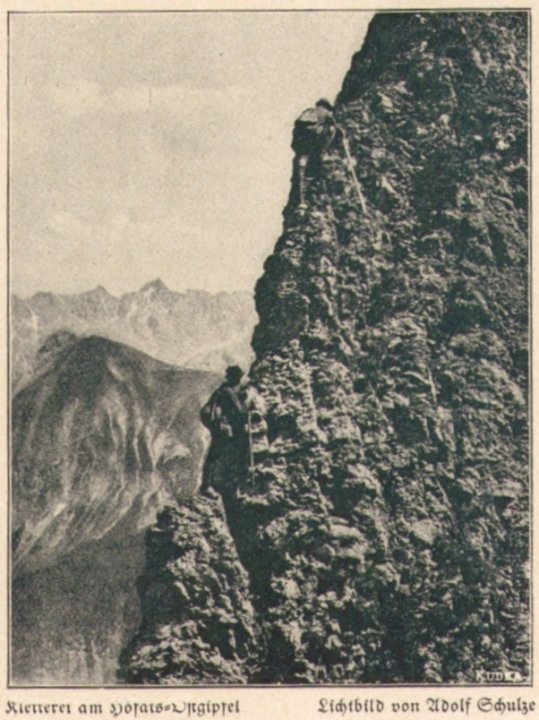 Adolf Schulze - Hoefats-Ostgipfel Nordgrat 1904paint.jpg